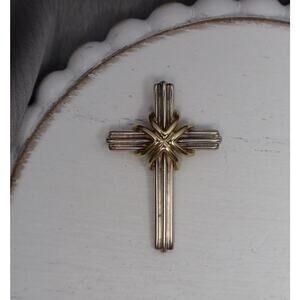 Tiffany & Co 925 & 18K Yellow Gold Cross Pendant 5.16G / 1.3in